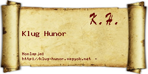 Klug Hunor névjegykártya